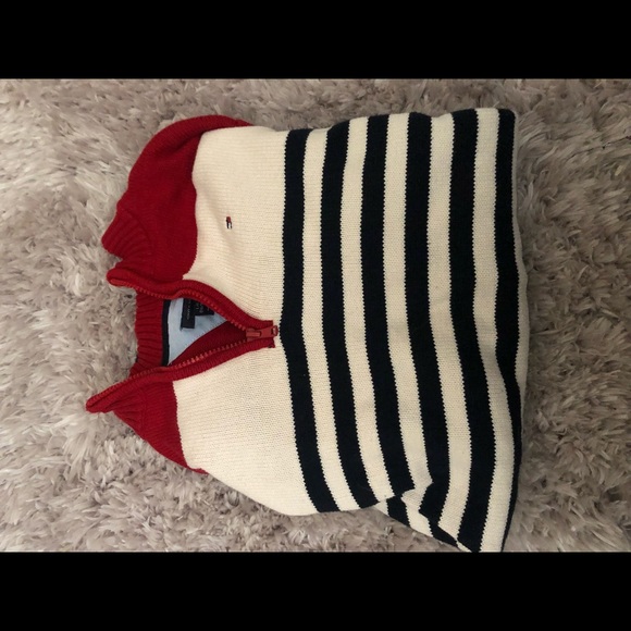 Tommy Hilfiger Sweater Red Blue & White Stripes - Picture 7 of 7